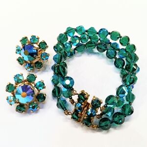 Vintage Castlecliff Bracelet Earring Set Crystals